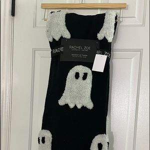 Rachel Zoe Black & White Ghost Blanket with tassels.